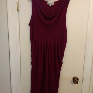 Vintage fuschia drape neck ruched 👗 dress